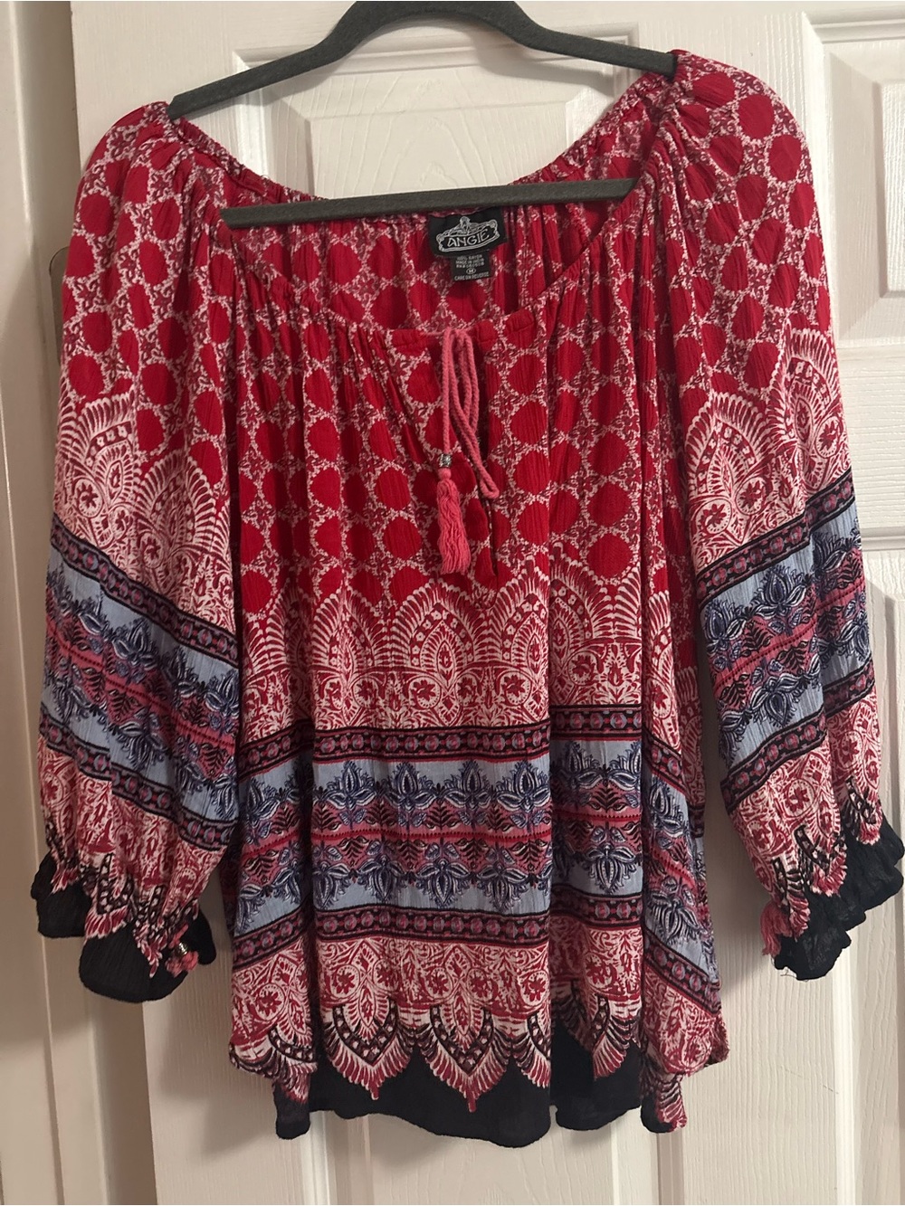 Angie 3/4 sleeve blouse top boho bohemian peasant flowy cottagecore M
